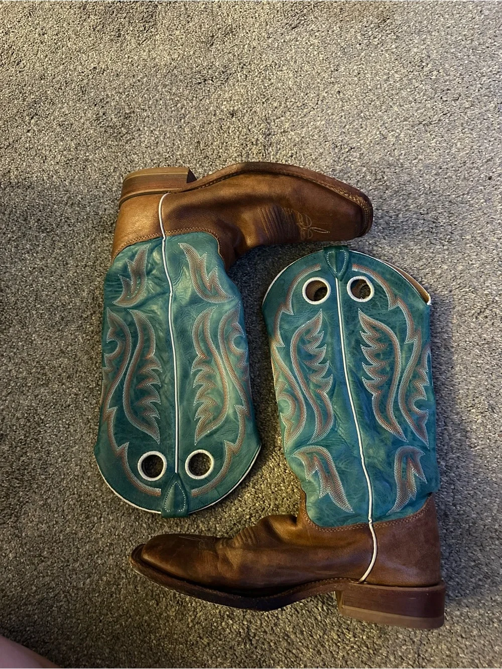 Justin Boots Mens Brown Foot Teal Shaft Western Boots